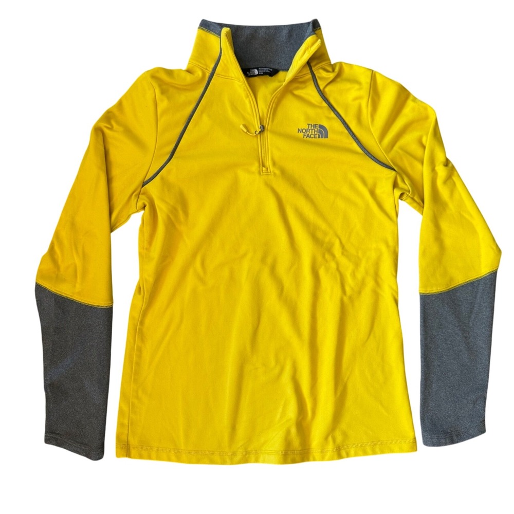 The North Face Bright Hi-Vis Yellow‎ Quarter Zip Running Hiking Pullover Women M